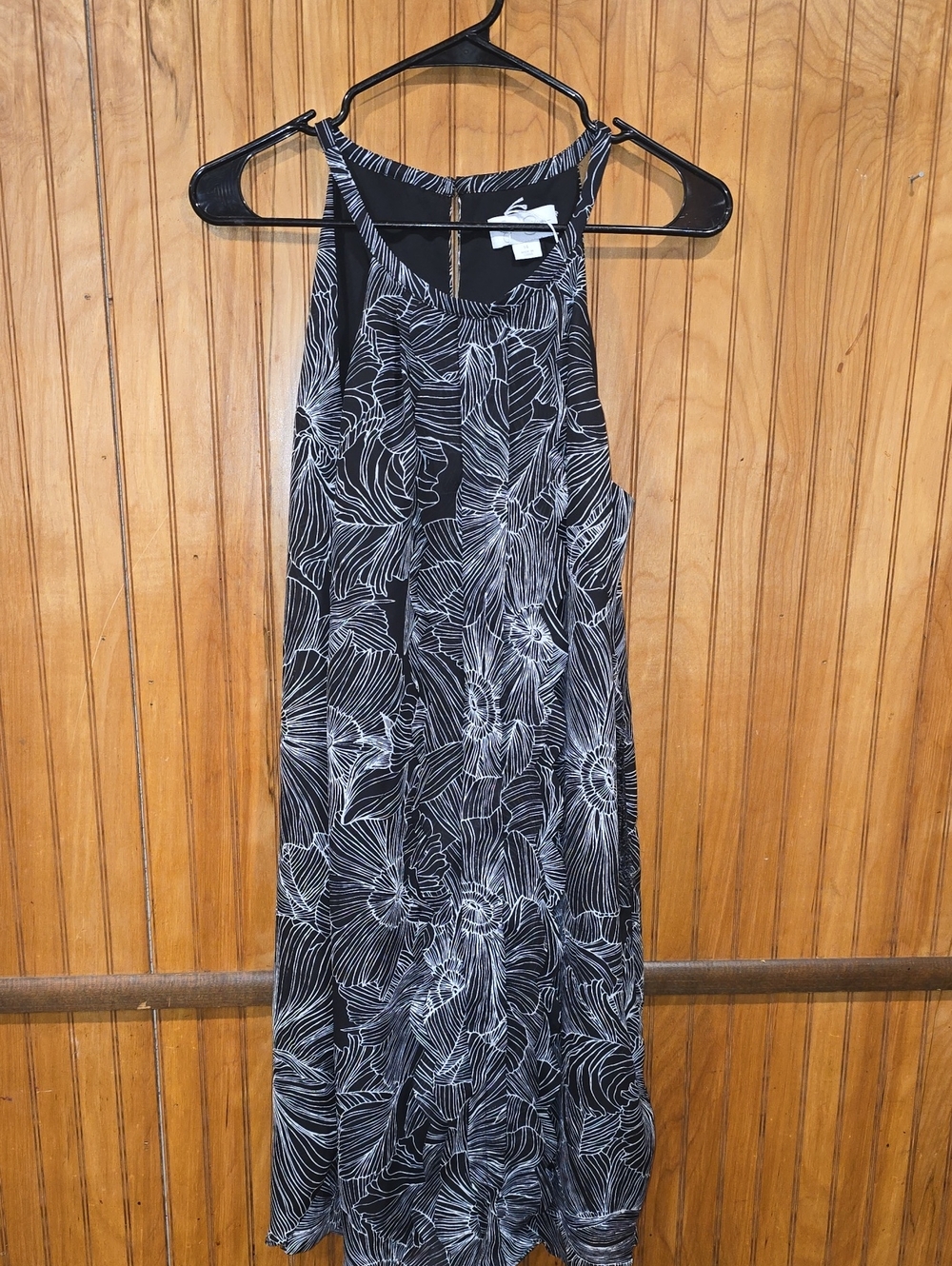 Black & White Floral Halter Maxi Dress Size 14